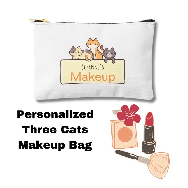 Personalised Three Cats Makeup Bag (Creator Uploaded)