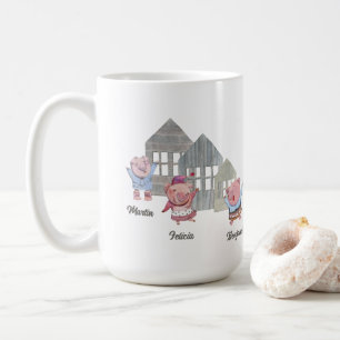 Personalised Three Little Pigs with their Houses Coffee Mug