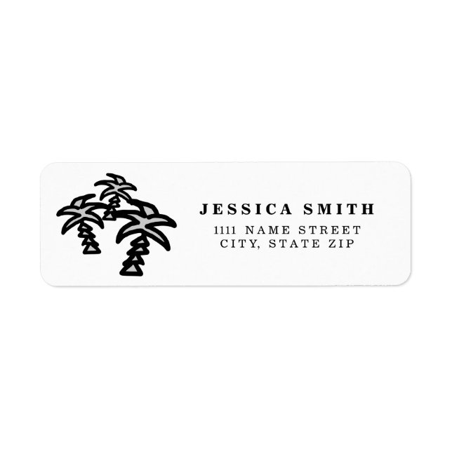 Personalised Three Palm tree tropical summer Return Address Label (Front)