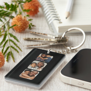 Personalised Three Photo and Text Key Ring