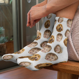 Personalised Three-Photo Face Socks Custom Gift