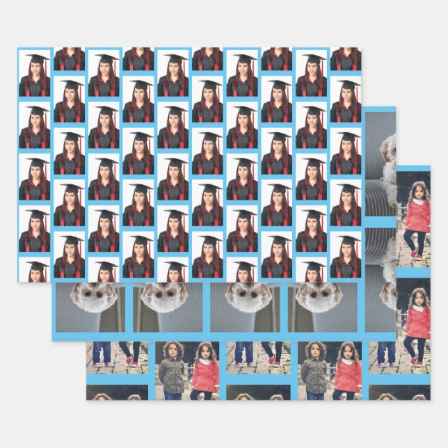 Personalised Three Unique Photos Wrapping Paper Sheet (Set)