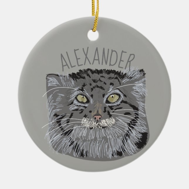 Personalised Tibetan Pallas Cat Christmas Ornament (Front)