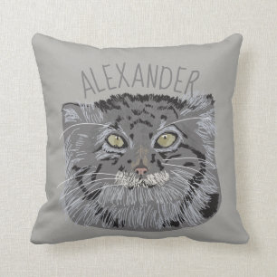 Personalised Tibetan Pallas Cat Grey Throw Pillow