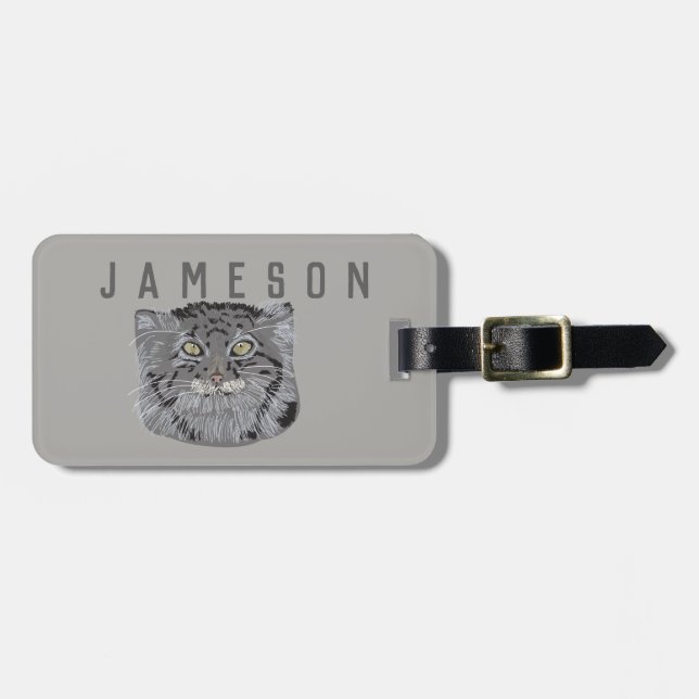 Personalised Tibetan Pallas Cat Luggage Tag (Front Horizontal)