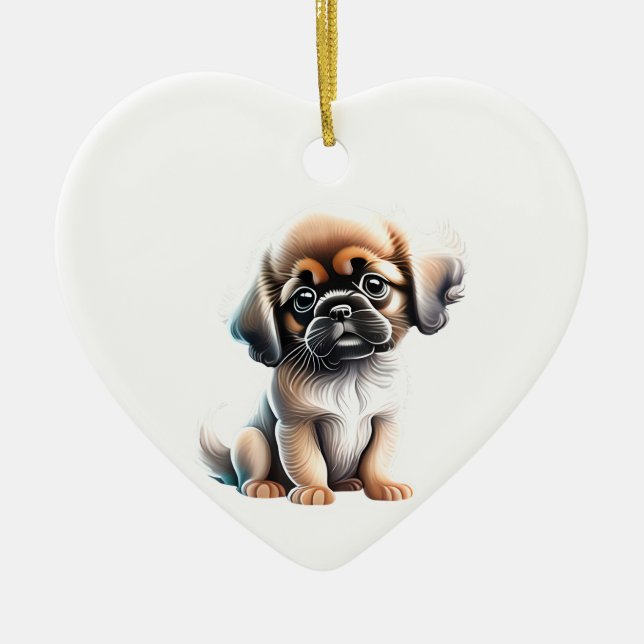 Personalised Tibetan Spaniel Puppy Ceramic Ornament (Front)