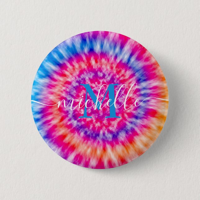 Personalised Tie Dye 6 Cm Round Badge (Front)