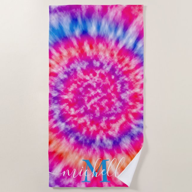 Personalised Tie Dye Beach Towel (Front)