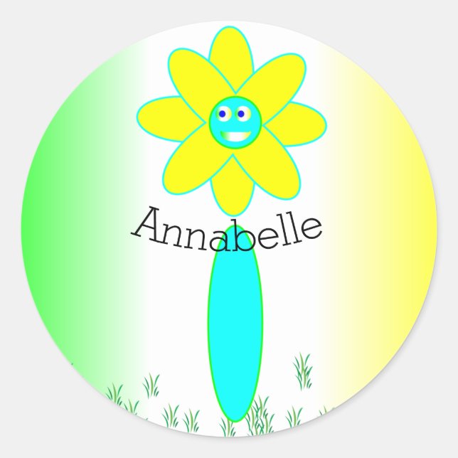 Personalised Tie Dye Daisy Flower Classic Round Sticker (Front)