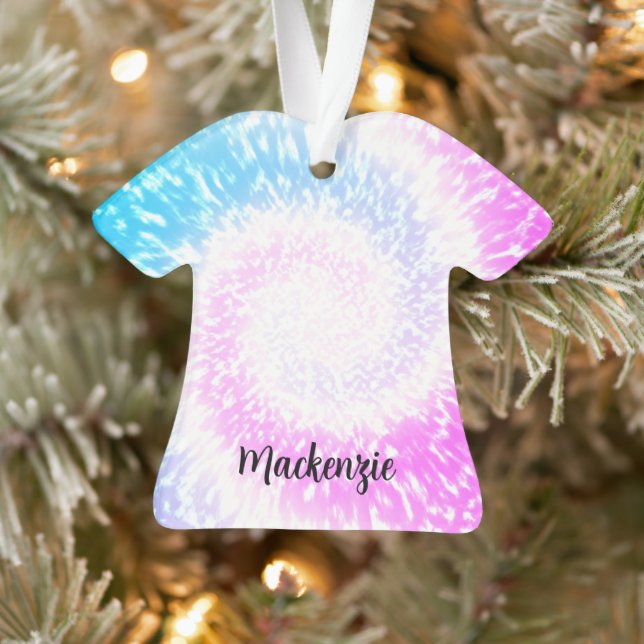 Personalised Tie Dye Hippy Swirl TShirt Christmas Ornament (Tree)