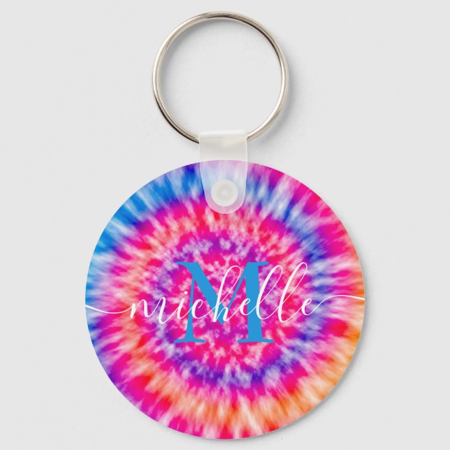 Personalised Tie Dye Key Ring (Front)