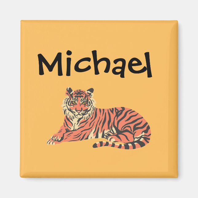 Personalised Tiger Magnet With Custom Name (Front)