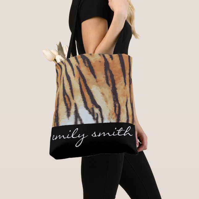 Personalised Tiger Pattern Tote Bag (Close Up)