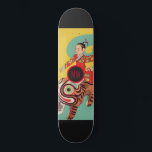 Personalised Tiger Rider Skateboard<br><div class="desc">Personalised bold Asian art boy riding tiger skateboard with your initials in the middle.</div>