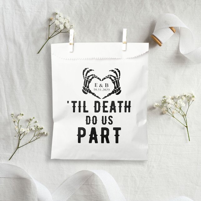 Personalised Til Death Gothic Skeleton Wedding Favour Bag (Personalized Til Death Gothic Skeleton Wedding Favor Bag
)