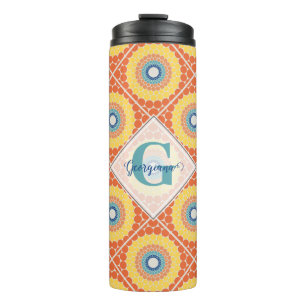 Personalised Tiled Aegean Summer Radiant Mandala Thermal Tumbler