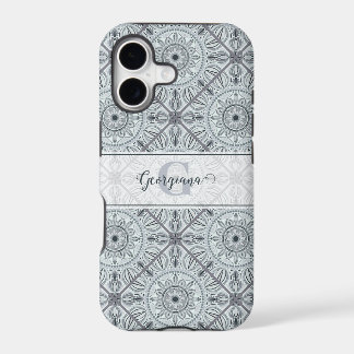 Personalised Tiled Floral Harmony Grey Mandala
