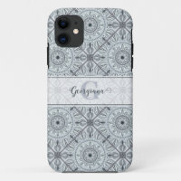Personalised Tiled Floral Harmony Grey Mandala