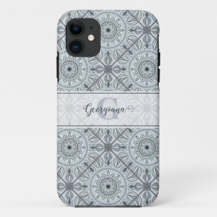 Personalised Tiled Floral Harmony Grey Mandala iPhone 11 Case