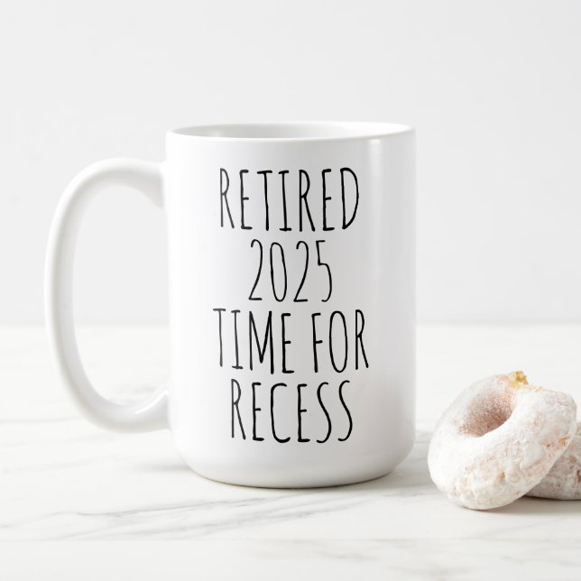 Personalised Time For Recess Funny Retirement Coffee Mug (With Donut)