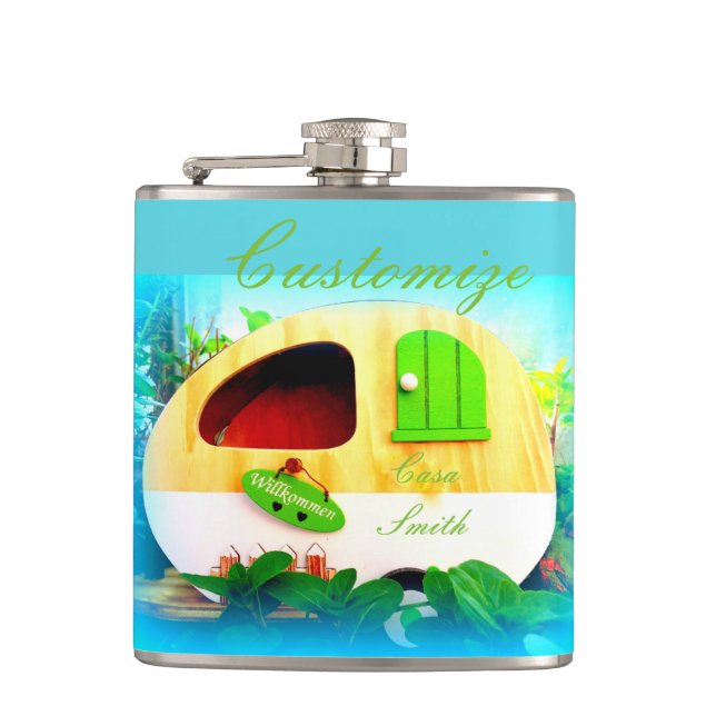 personalised tiny casa Thunder_Cove Hip Flask (Front)