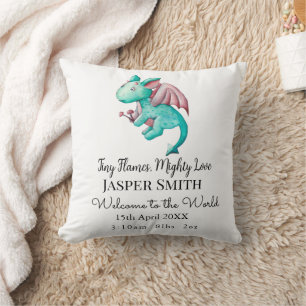 Personalised Tiny Flames, Mighty Love Dragon Baby Cushion