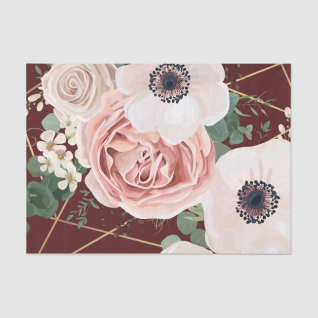 Personalised Tissue Paper Geometric Garden Wine (Front)