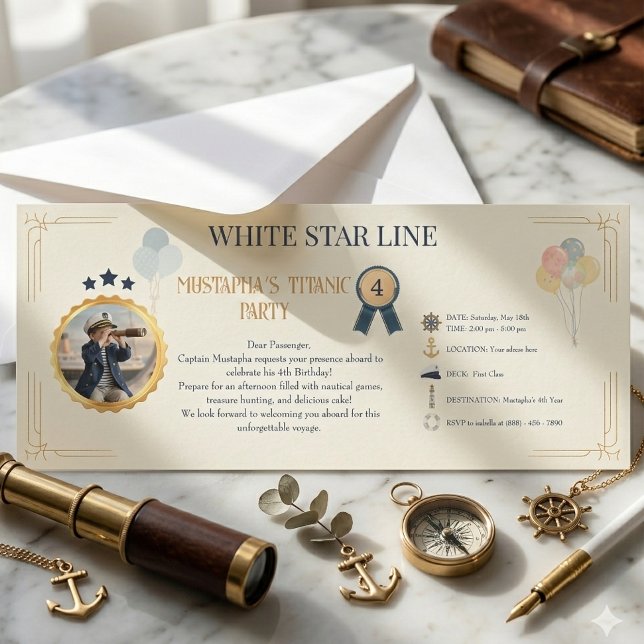 Personalised Titanic Boarding Pass Birthday Invitation (Creator Uploaded)