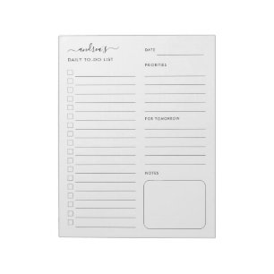 Personalised To-Do List Daily Notes Planner White