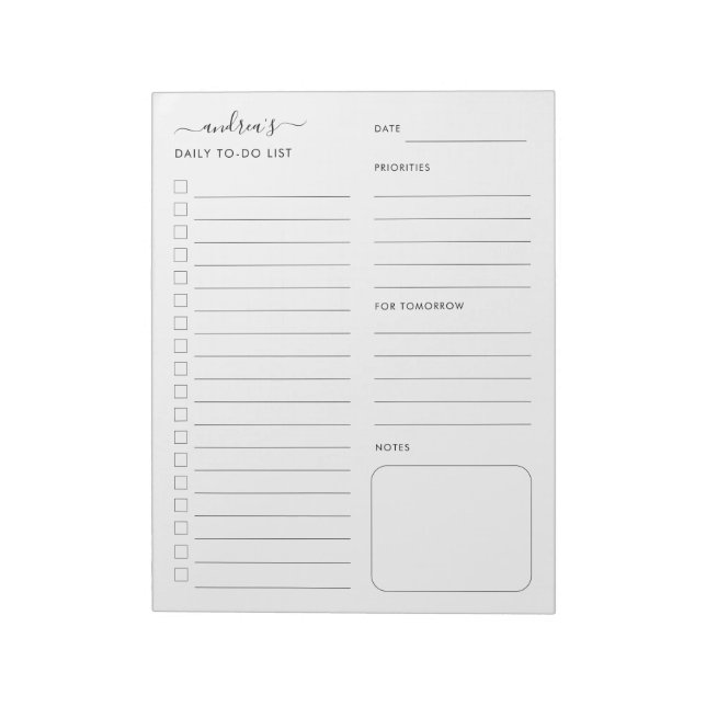 Personalised To-Do List Daily Notes Planner White (Rotated)