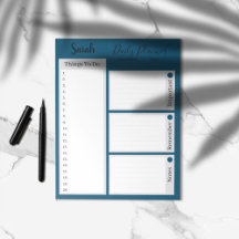Personalised to do list Daily planner ocean blue