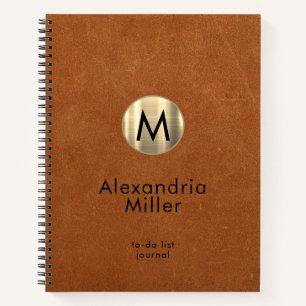 Personalised To-Do List Journal Sable Leather