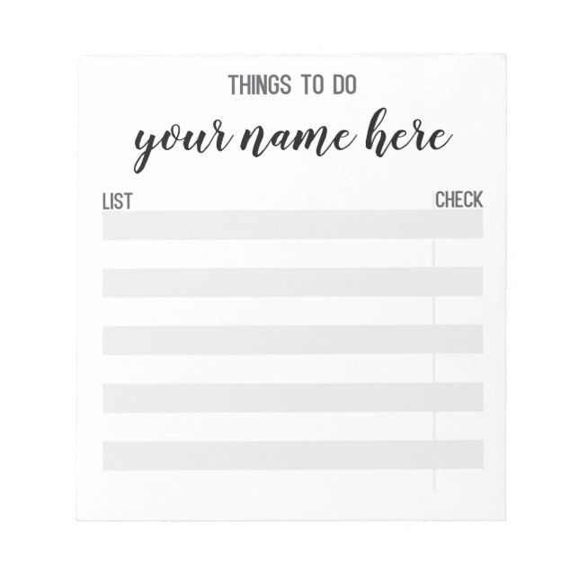 Personalised To Do List Notepad (Front)