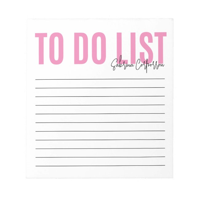 Personalised To Do List | Pink Notepad (Front)