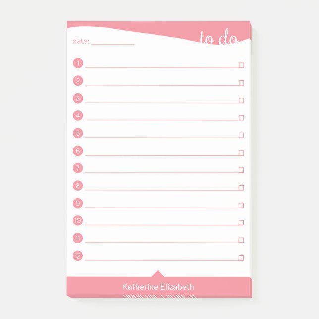 Personalised To Do List - Pink Post-it Notes (Front)