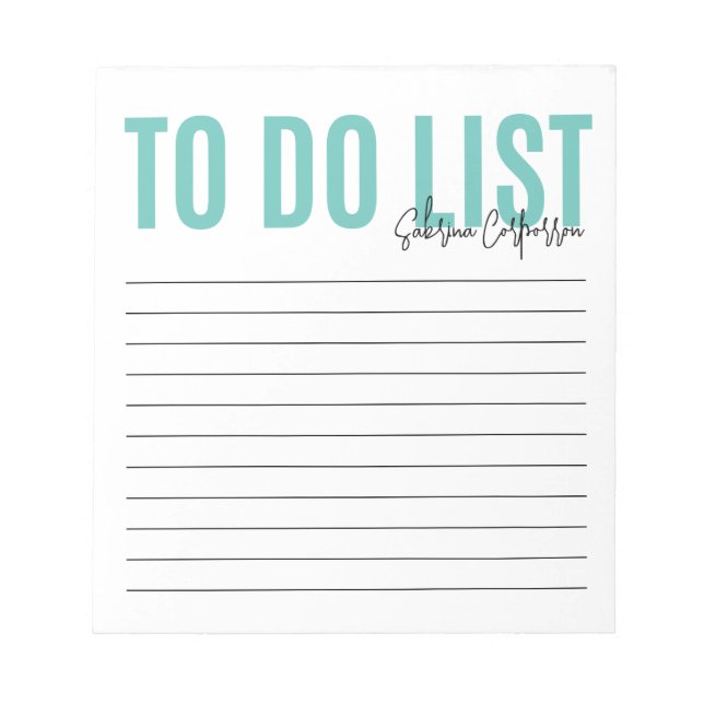 Personalised To Do List | Teal  Notepad (Front)