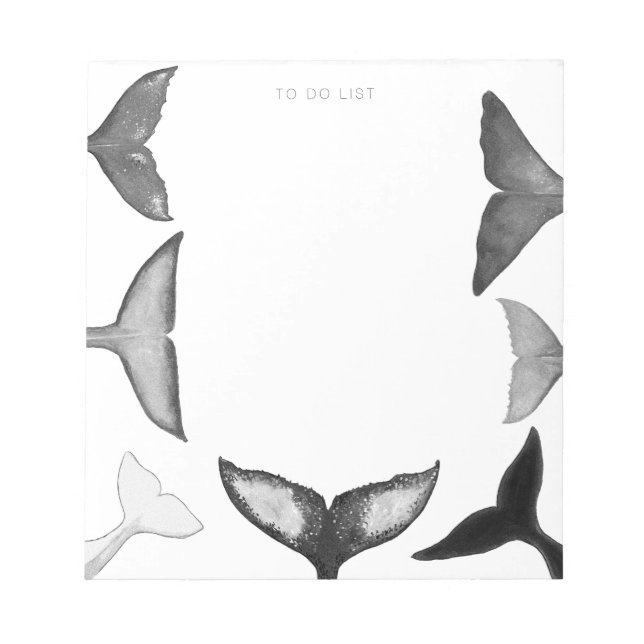Personalised To Do List Whale Fluke Illustrated Notepad (Front)