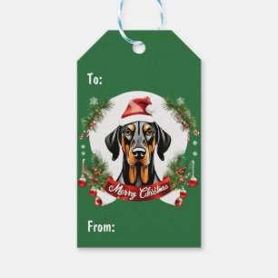 Personalised To, From Doberman Dog Merry Christmas Gift Tags
