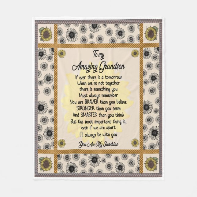 Personalised To My Amazing Grandson From Grandma Fleece Blanket (Front)