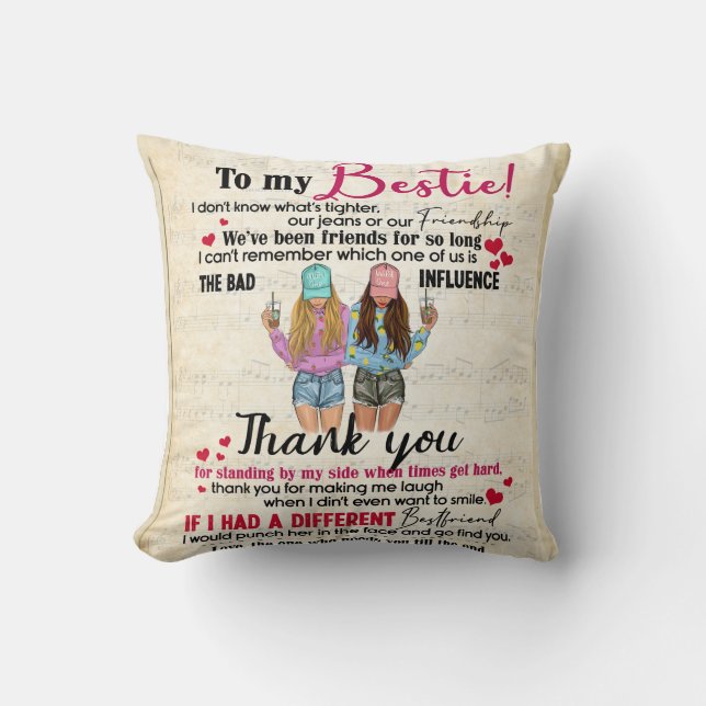 Personalised To My Bestie For Best Friends Gift Cushion (Front)