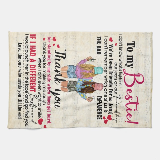 Personalised To My Bestie For Best Friends Gift Tea Towel (Horizontal)