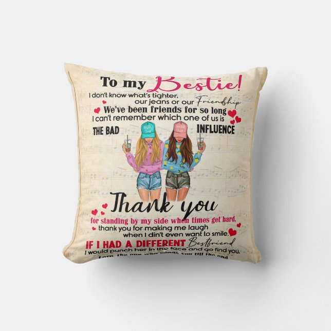 Personalised To My Bestie, Friends Gift For BFF Cushion (Front)