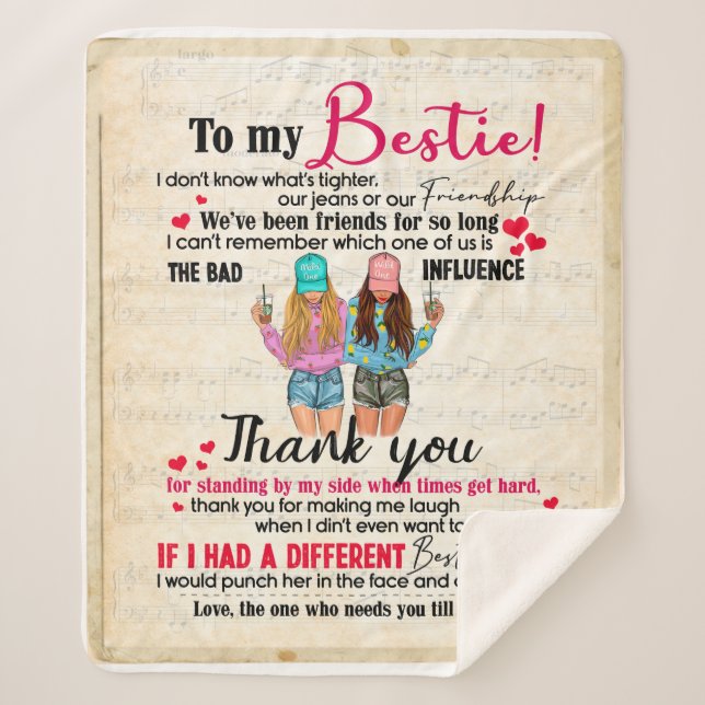 Personalised To My Bestie, Friends Gift For BFF Sherpa Blanket (Front)