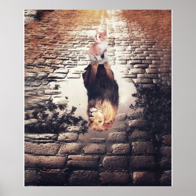 Personalised To My Cute Cat And Lion Blanket Poster (Front)