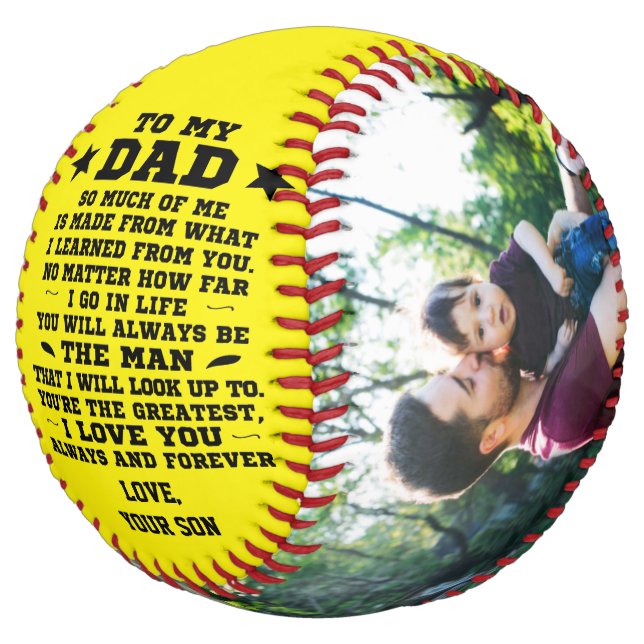 Personalised To My Dad Custom 2 Photo Collage Softball (Angled)