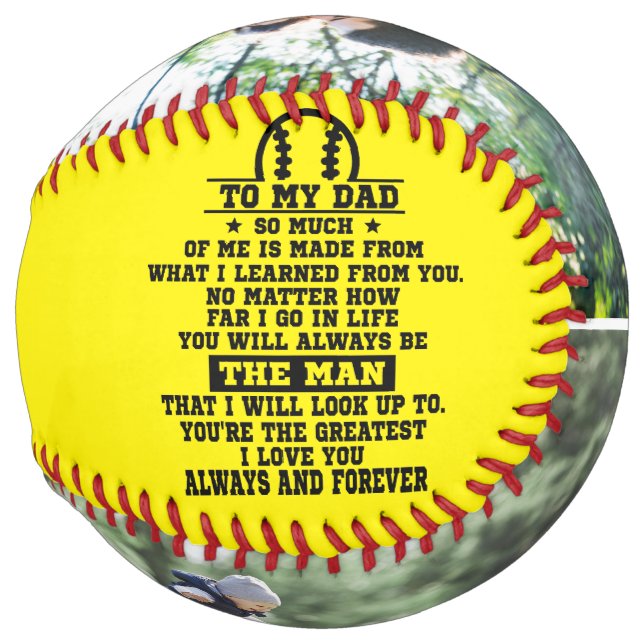Personalised To My Dad Custom 2 Photo Collage Softball (Back Left)