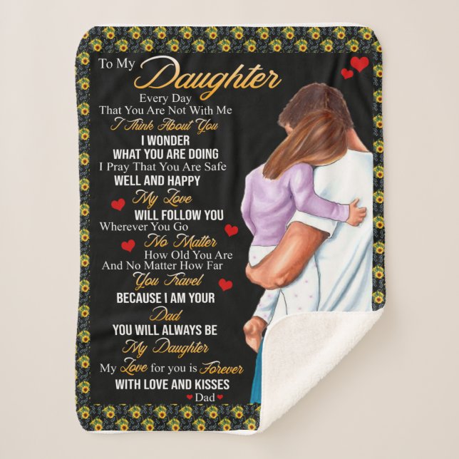 Personalised To My Daughter Blanket, Sherpa Blanket (Front)