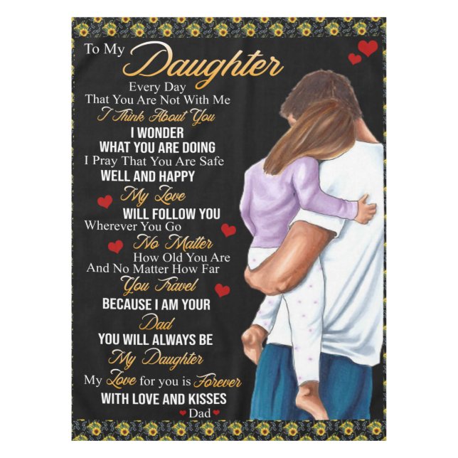 Personalised To My Daughter Blanket Tablecloth (Front)