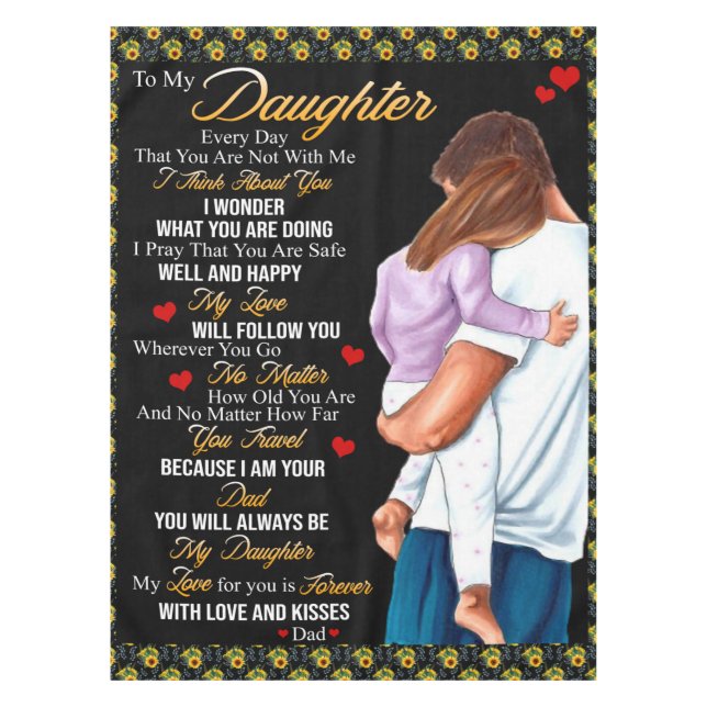 Personalised To My Daughter Blanket, Tablecloth (Front)