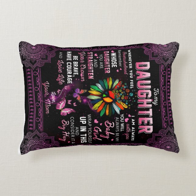 Personalised To My Daughter Butterfly Blanket, Decorative Cushion (Front)